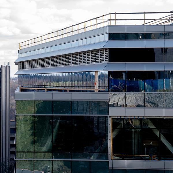 A landscape image of a building under construction.